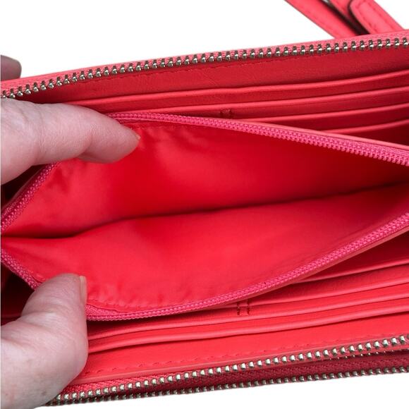 Coach Vibrant Coral Perforated Women's Wallet NWOT - Picture 7 of 12